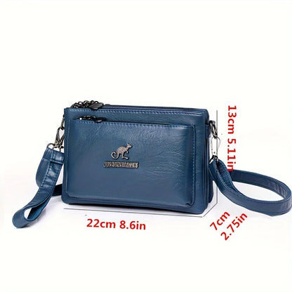 Faux Leather Crossbody Bag for Women – Waterproof Multi-Pocket Shoulder Bag