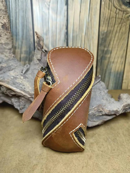 Creative Vintage Crazy Horse Leather Key Bag Zipper Card Senior Men S Women
