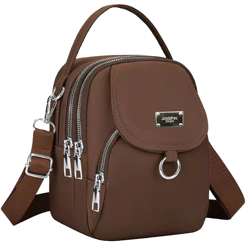 Solid Tone Lightweight Nylon Bag Detachable Wide Shoulder Strap