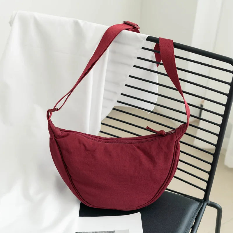 Nylon Crescent Crossbody Bag – Lightweight Women's Shoulder Bag