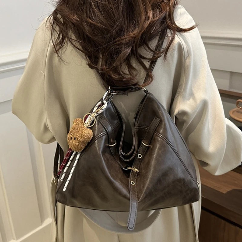 Retro Large Capacity Women S Tote Bag Fashionable Casual Double Shoulder Backpack Autumn Winter