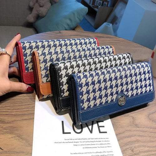 Leather Long Purse Ladies Wallet Niche Design Multi-Card Bag Canvas Coin Premium Large Capacity