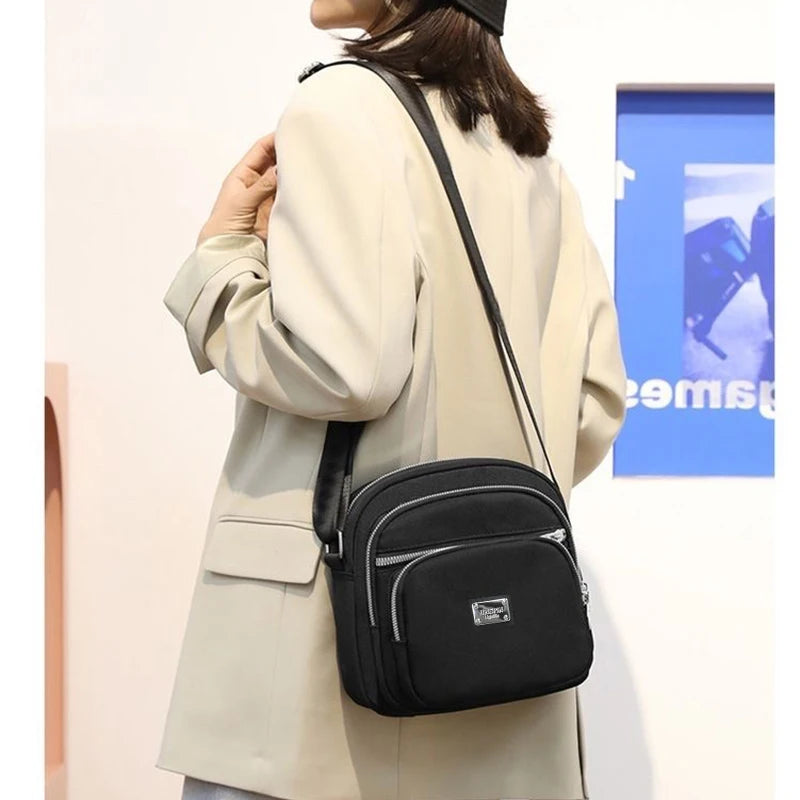 Daily Wear Slim Multi-Layer Shoulder Bag Adjustable Wide Strap