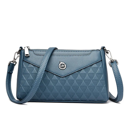 Diamond-Shaped Zipper Large-Capacity Waterproof Soft Leather Women S Single-Shoulder Crossbody Bag