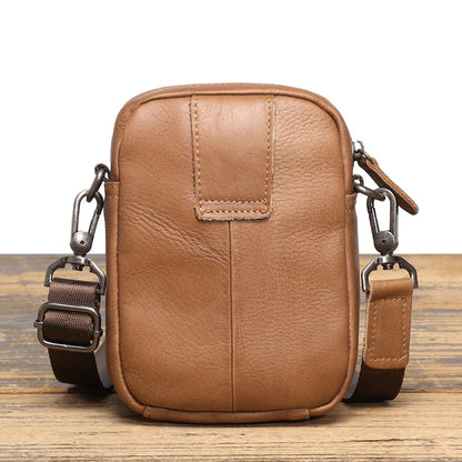 Crossbody Cowhide Waist Bag Belt Retro Genuine Leather Single-Shoulder Backpack