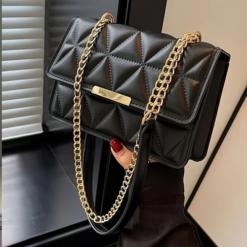 Quilted Chain Shoulder Bag – Chic Small Square Crossbody Purse