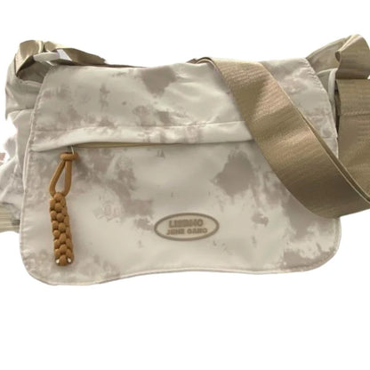 Fashionable Trendy Canvas Color Blocked Mailman Bag Large Capacity Campus Student Trendy Work