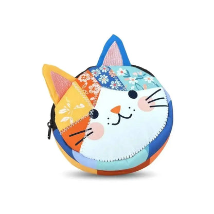 Cat Patchwork Coin Purse – Cute Zipper Pouch & Makeup Bag