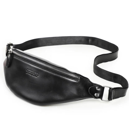 Retro Crazy Horse Cowhide Men S Waist Bag Large Capacity Mobile Phone Storage - Waterproof