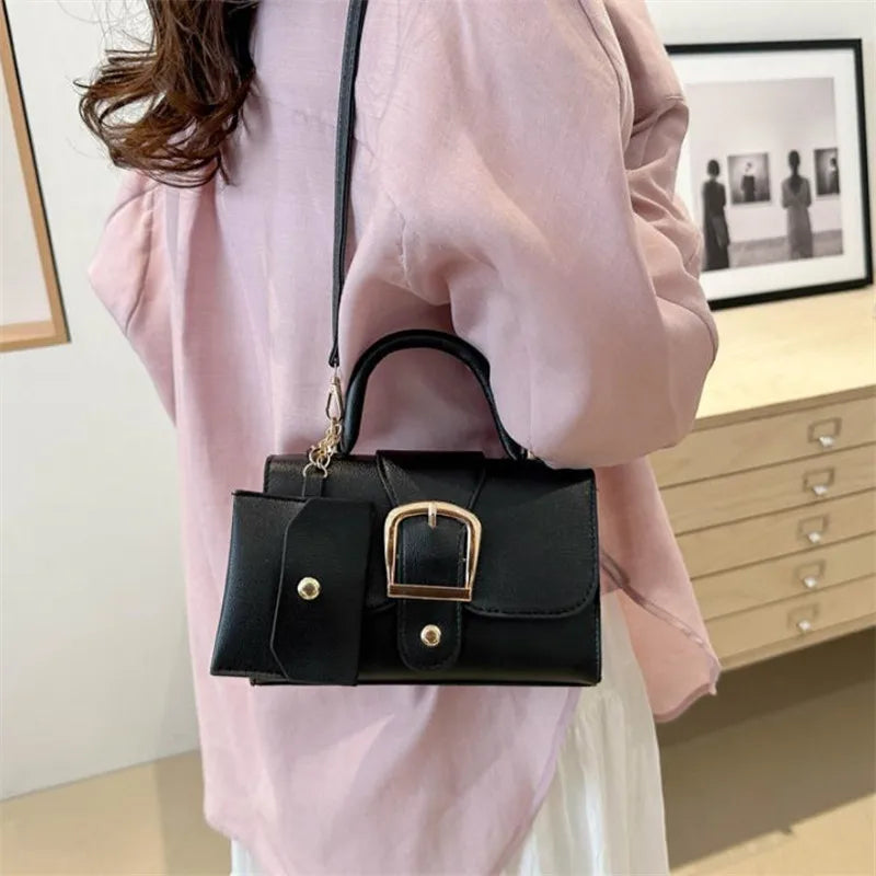 Buckle Flap Handbag – Women's Crossbody Bag & Wallet Set