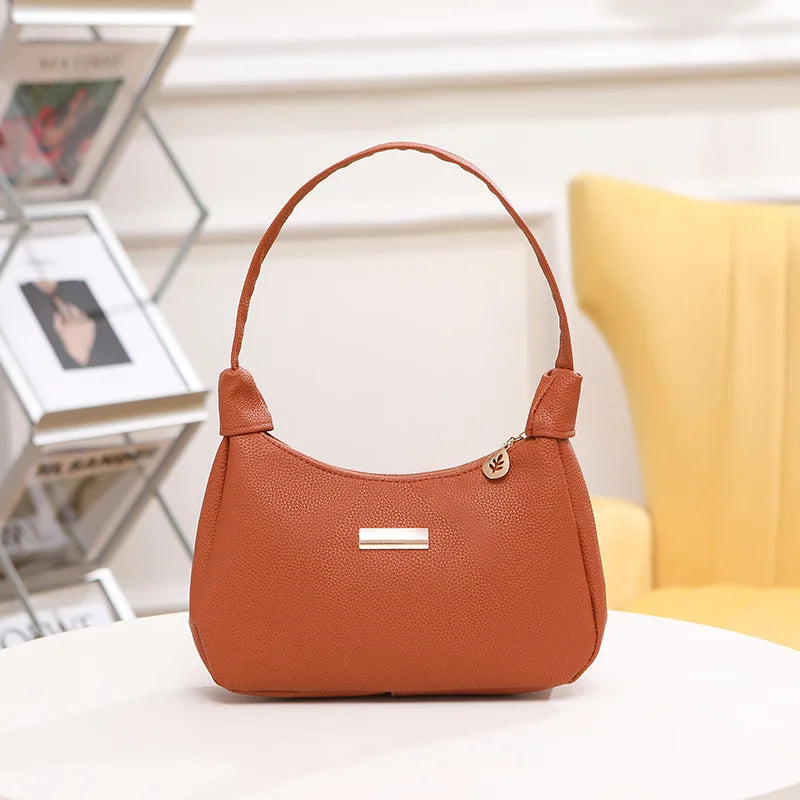 Chic Leather Hobo Bag Gold Accents Spacious Versatile Shoulder Purse Everyday Work