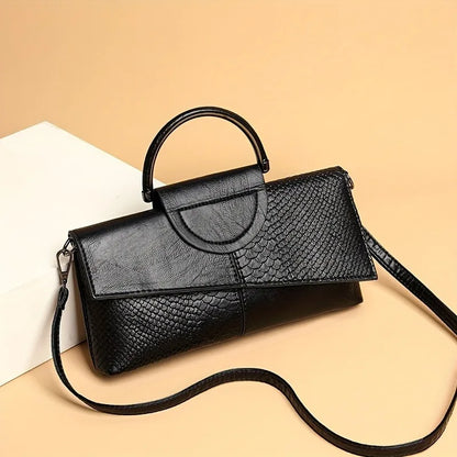 Crocodile Pattern Envelope Clutch Bag – Top Handle & Crossbody