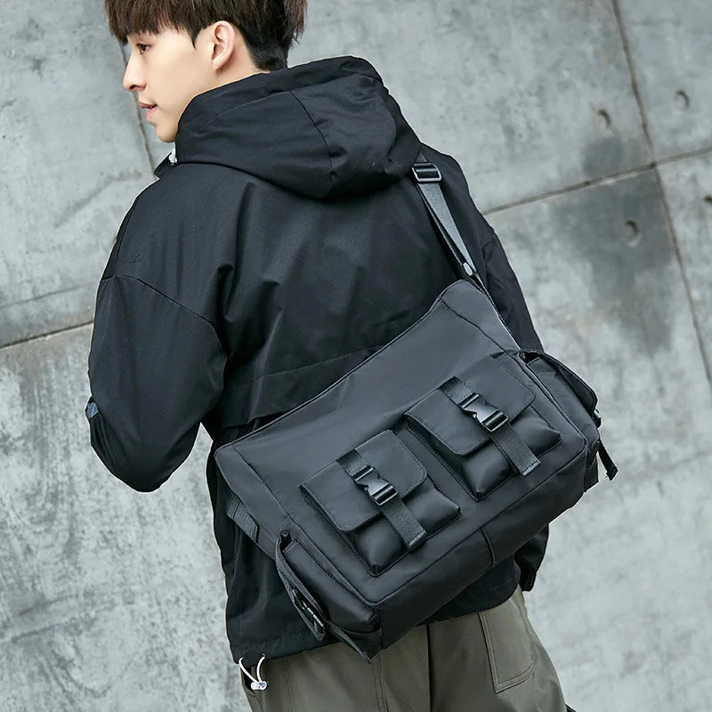Men S Women Work Wear Oxford Cloth Student Postman Single Shoulder Backpack Large Capacity Buckle