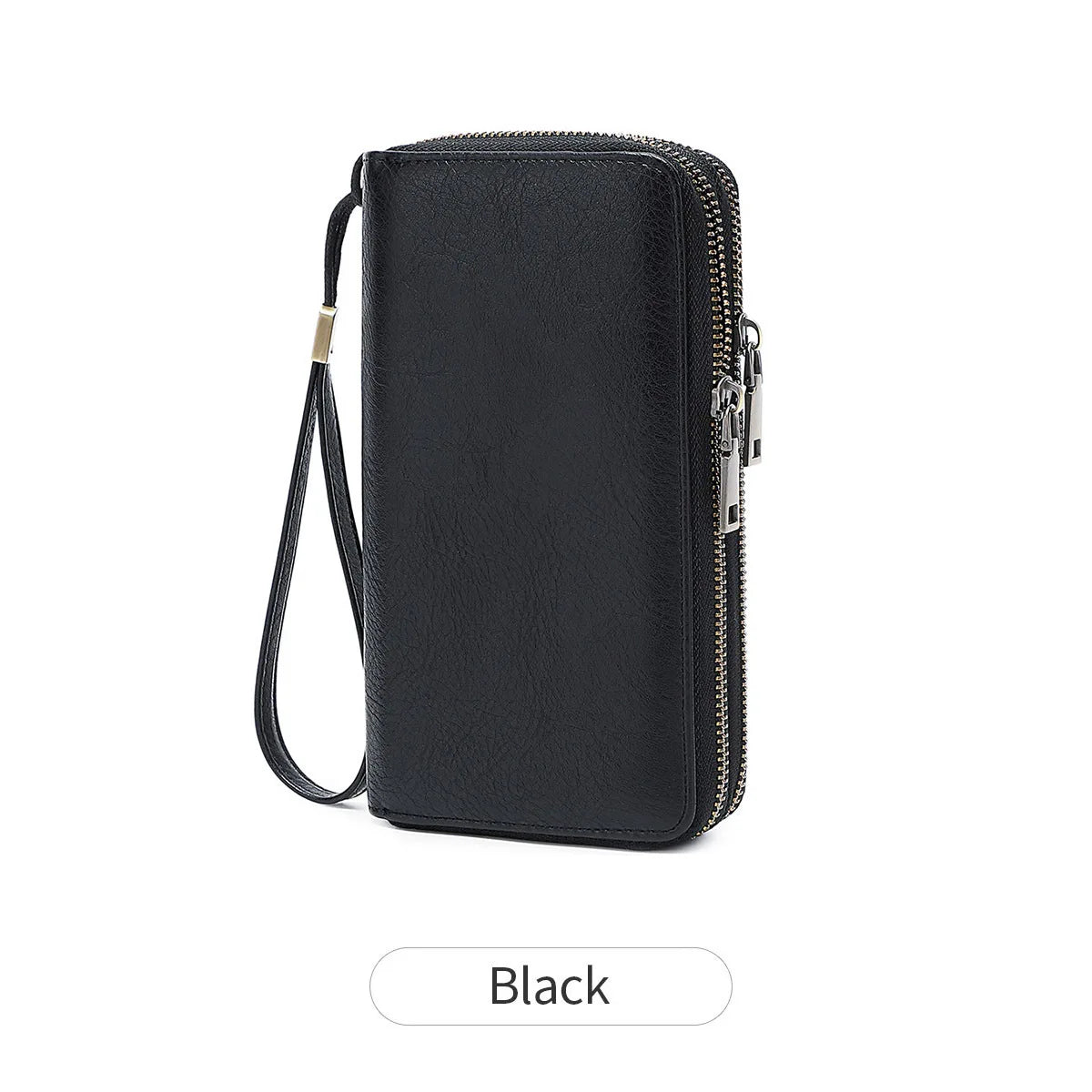 Rfid Men S Business Wallet Double Zipper Long Retro Large Capacity Women Hand