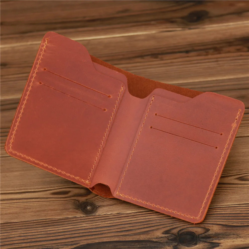 Crazy Horse Leather Man Bag Premium Card Simple Retro Id Driver S License Wallet Bank Bus