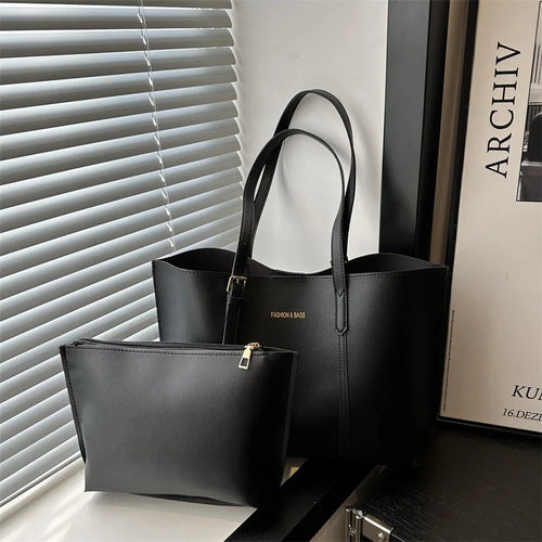 Leather Tote Bag – Large Capacity Women's Work Shoulder Bag