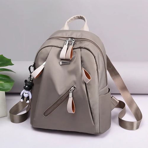 Waterproof Nylon Backpack for Women – Multi-Pocket Travel & School Bag