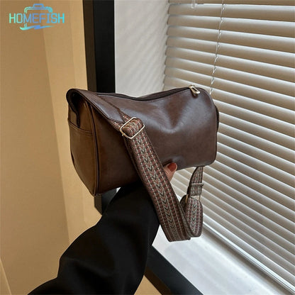 Homefish Vintage Leather Boston Women Small Handbag Purse Designer Crossbody Bag Female Casual
