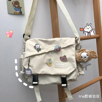 Canvas Crossbody Messenger Bag – Cute Casual Shoulder Bag for Women