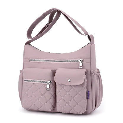 Quilted Shoulder Bag for Women – Multi-Pocket Crossbody Tote Purse