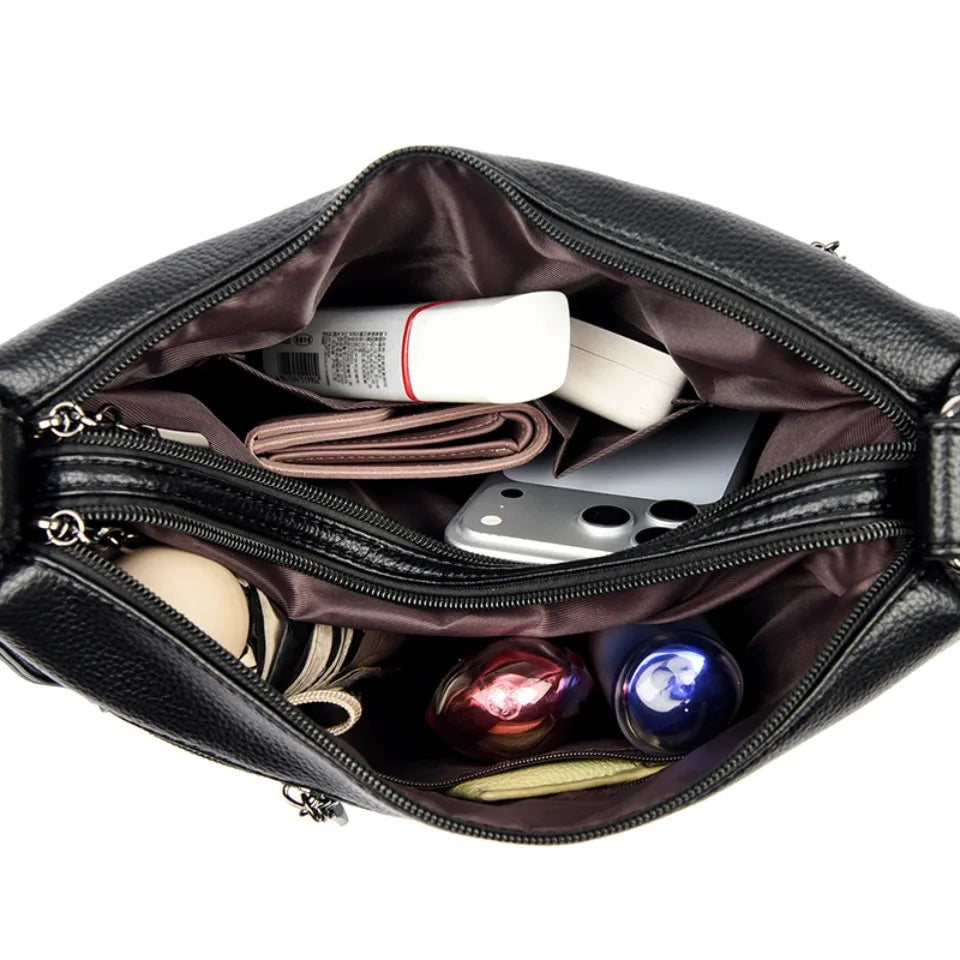 Embossed Floral Crossbody Bag for Women – Multi-Pocket