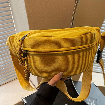 Corduroy Crossbody Bag – Fluffy Shoulder Purse for Women & Men