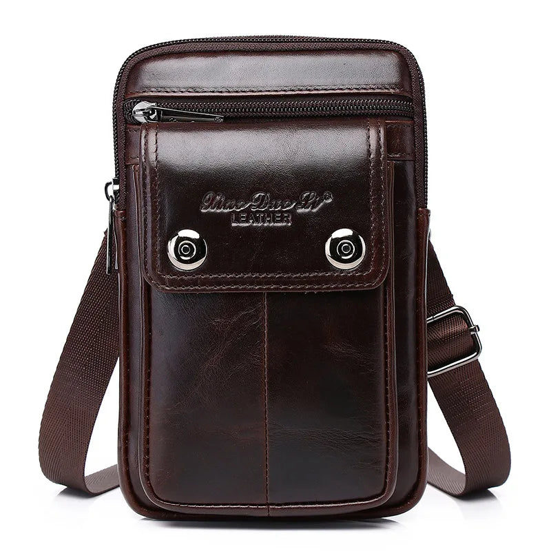 Men S Mobile Phone Waist Bag Leather Multifunctional 7 Cross-Body Shoulder Retro Wear Belt