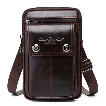 Men S Mobile Phone Waist Bag Leather Multifunctional 7 Cross-Body Shoulder Retro Wear Belt