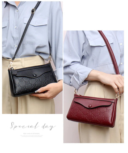 Button-Zippered Single-Shoulder Envelope Bag Large-Capacity Waterproof Soft Leather Women S