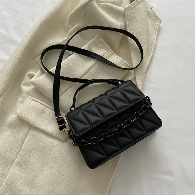Quilted Crossbody Bag Women's Mini Handbag with Chain Strap