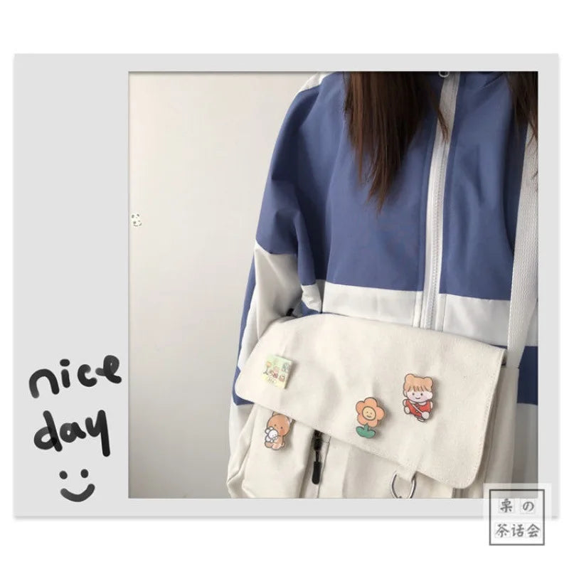 Cute Canvas Tote Bag for Teen Girls – Large School Bag