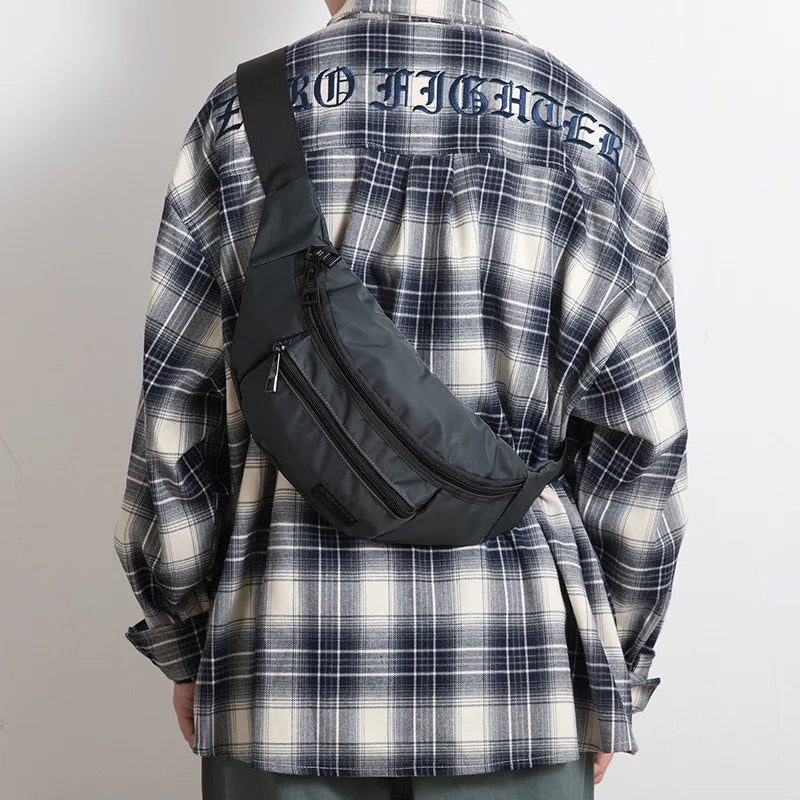 Men S Chest Bag Made Oxford Fabric Casual Fashionable Waist Bag Waterproof Outdoor Sports Crossbody