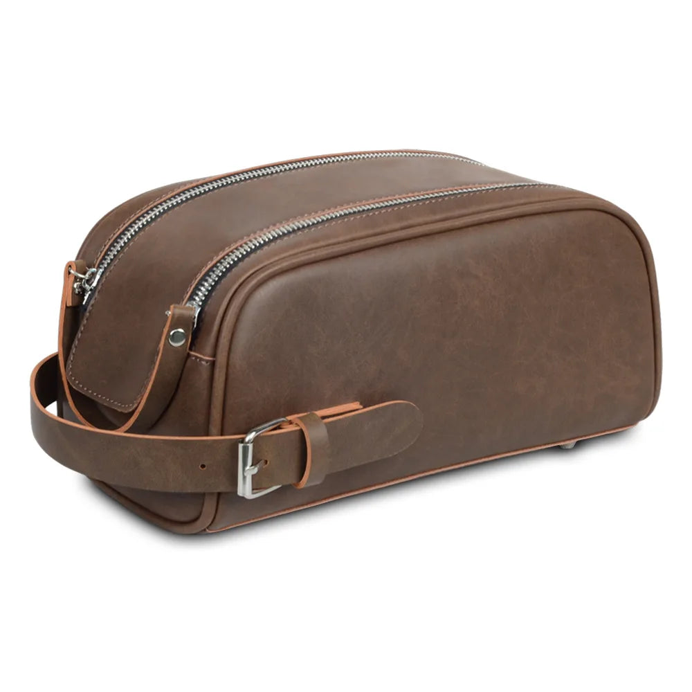 Pu Retro Large Capacity Waterproof Wash Bag High-Grade Cosmetic Storage Travel Handbag - Waterproof