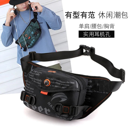 Outdoor Waist Bag Men S Chest Running Headphones Close Diagonal Span Large Capacity