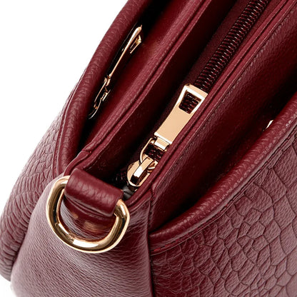 Stone Embossed Shoulder Bag Multi-Layer Large Capacity Lady Commuting Mom Crossbody