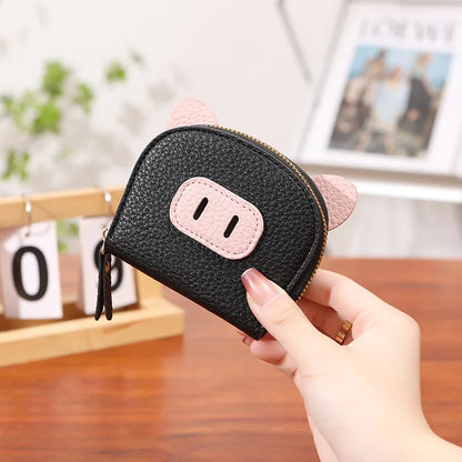 Organ Card Bag Ladies Cartoon Cute Piglet Holder Multi-Slot Large Capacity Certificate Zipper Coin