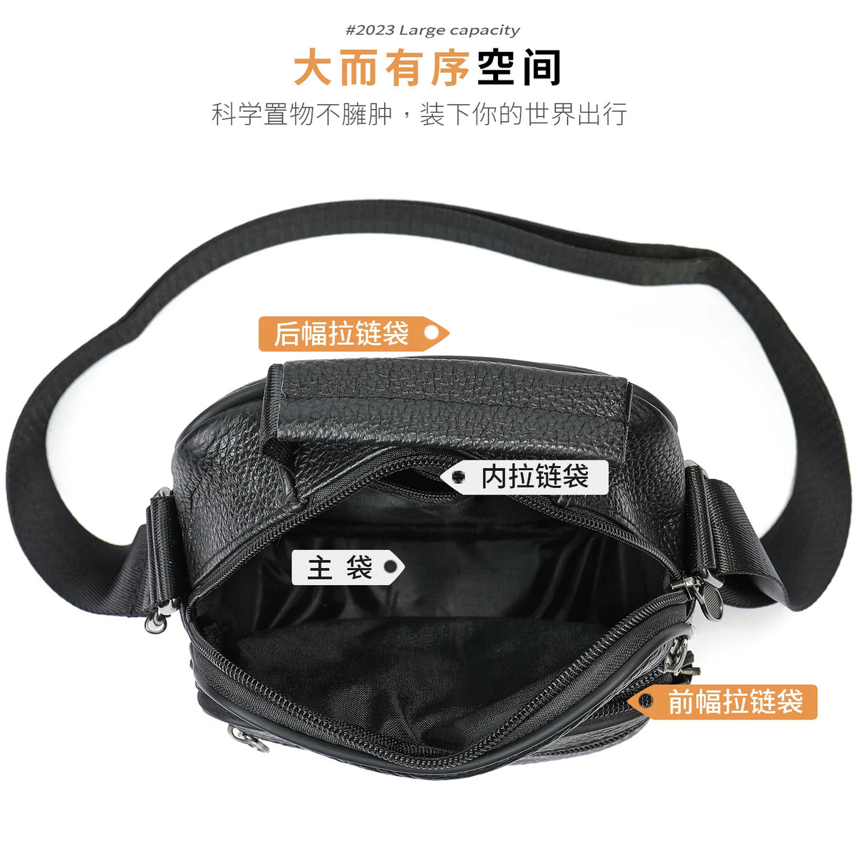 Head Layer Cowhide Shoulder Bag Men Business Commuting Large Capacity Leather Crossbody