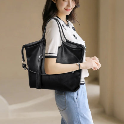 Large PU Leather Tote Bag – Women's Luxury Shoulder Hobo Bag