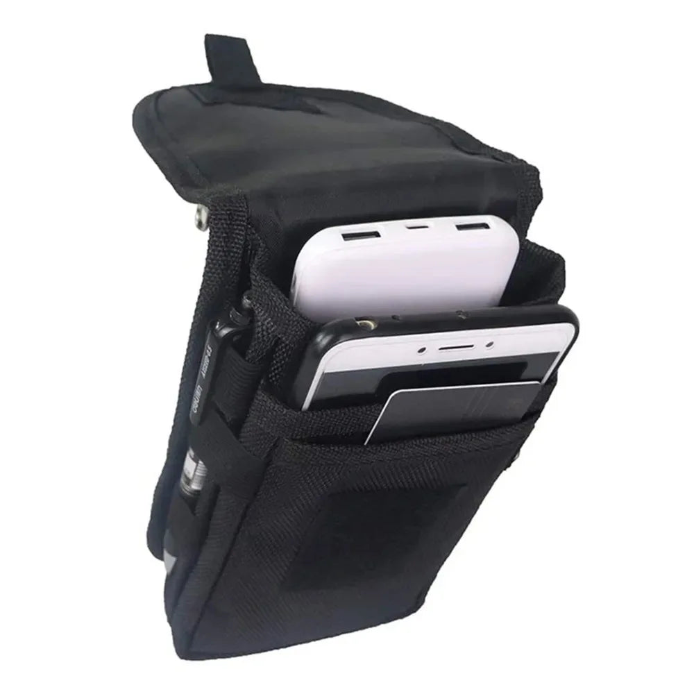 Outdoor Leisure Nylon Wear-Resistant Waist Bag Three Compartments Mobile Phone Storage