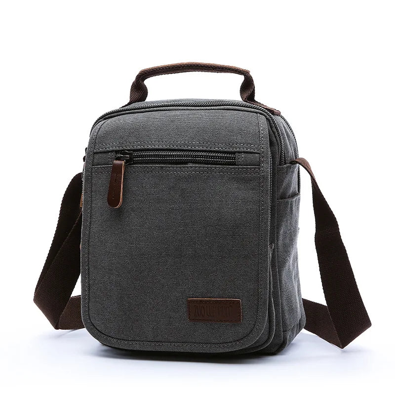 Canvas Men S Cross-Body Bag Korean Version One Shoulder Carry Multiple Pockets Document Large
