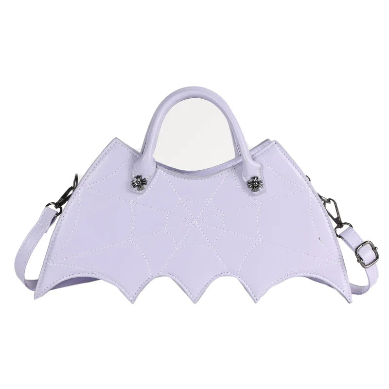 Bat-Shaped PU Leather Crossbody Handbag – Gothic Halloween Shoulder Bag for Women