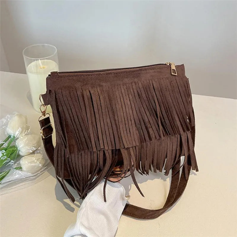 Vintage Tassel Fringe Crossbody Bag for Women