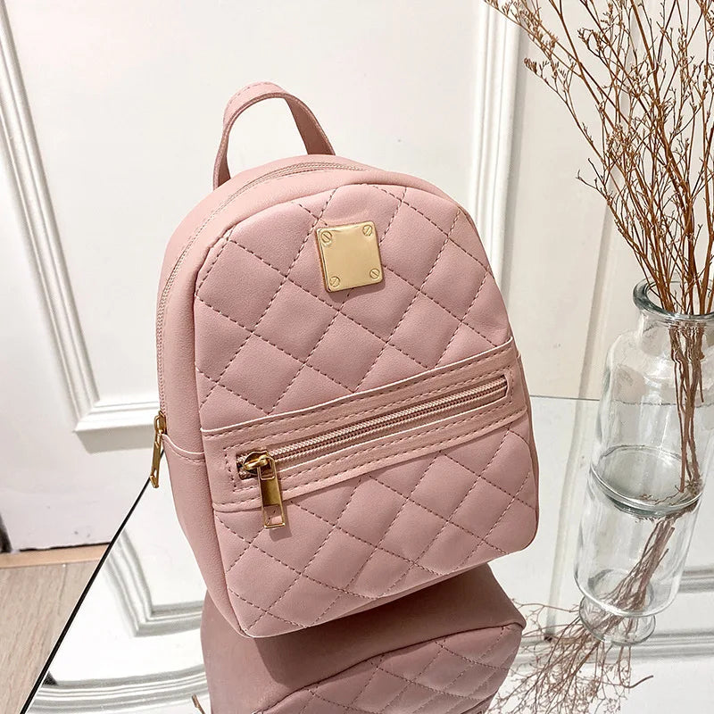 Mini PU Leather Quilted Backpack Women's Crossbody Bag