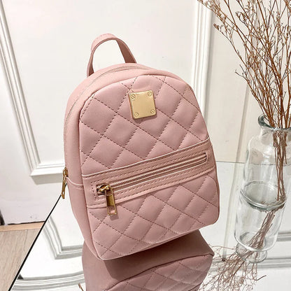 Mini PU Leather Quilted Backpack Women's Crossbody Bag