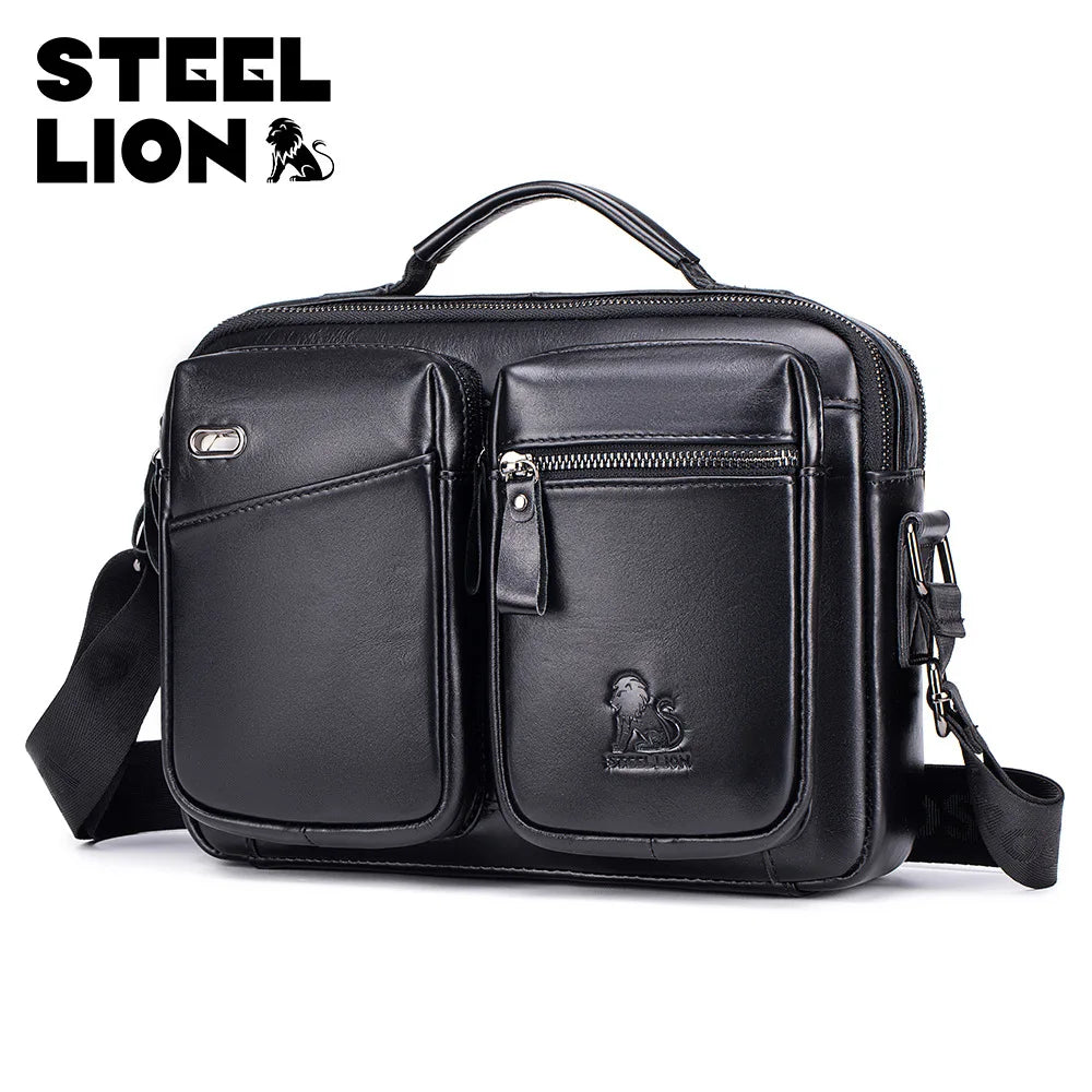 Leather Crossbody Bag Men Shoulder Large Capacity Multi-Function Hand Cross