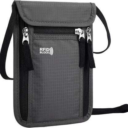 Homefish Rfid Blocking Passport Wallet Family Travel Document Organizer Neck Strap Holder Storage