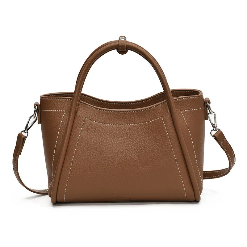 Leather Tote Bag – Vintage Top Handle Crossbody Handbag for Women