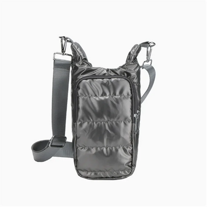 Water Bottle Carrier Crossbody Bag – Puffer Sling Holder with Pocket