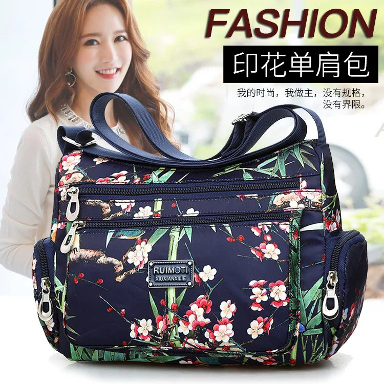 Floral Print Multi-Pocket Crossbody Bag for Women