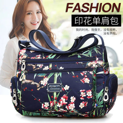 Floral Print Multi-Pocket Crossbody Bag for Women